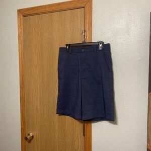 Tommy Armour Size 32 Blue w/Geometric Print Flat Front Casual Shorts - EUC